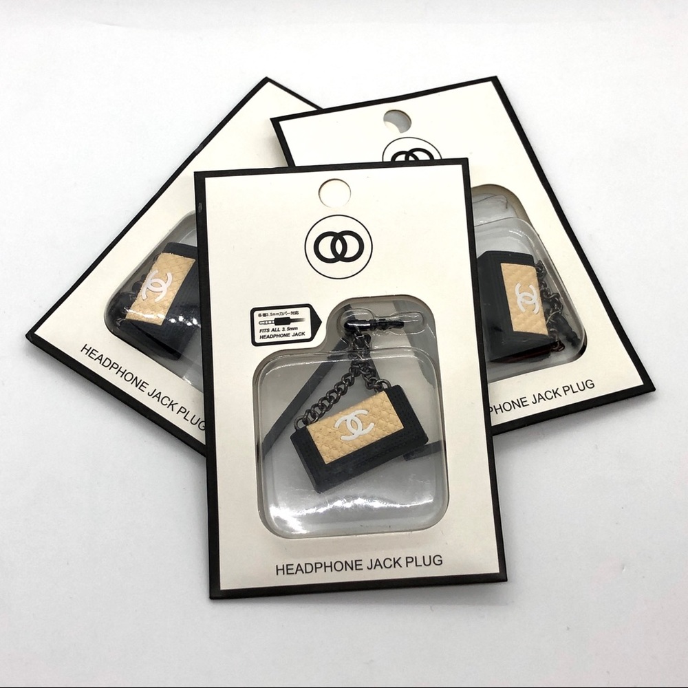 Black/Beige Silicone Purse Cell Phone Charm